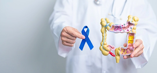 colon with blue ribbon