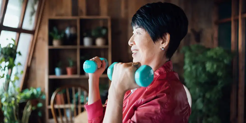 women concerned about bone health lifting weights