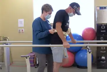 rehab patient learning to walk