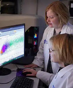 Providers looking at flow lab color chart