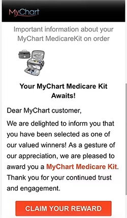 Scam MyChart email screenshot
