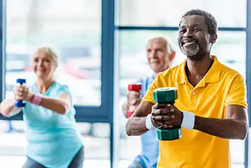 Man and women exercising