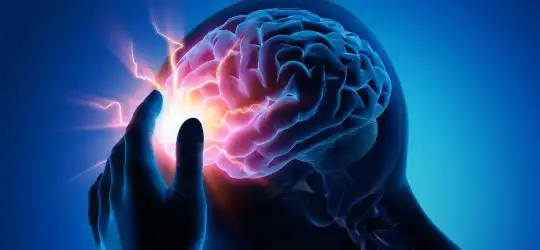 graphic of person holding brain in head