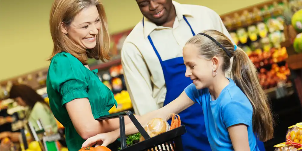 Mother and daughter shopping