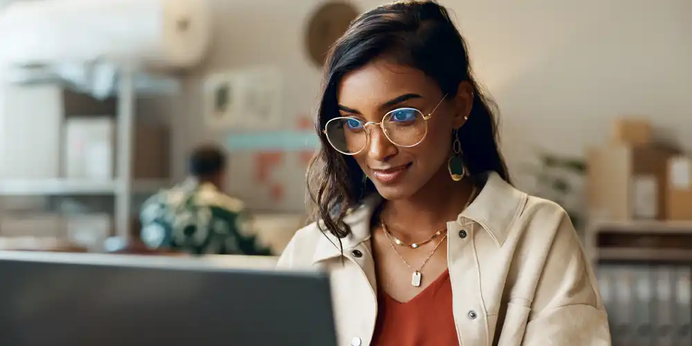 Woman using laptop
