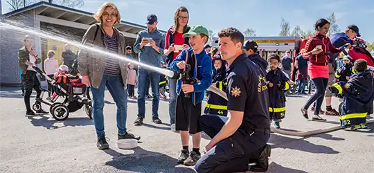 families attending fire safety event