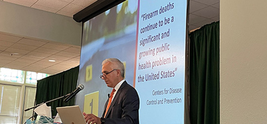 Garza speaking about gun violence