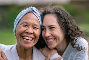 cancer patient with supportive friend