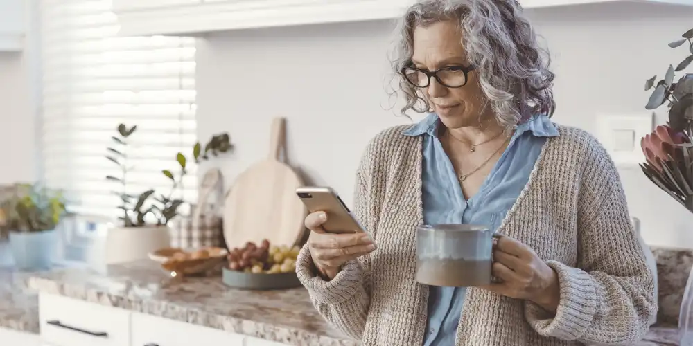 Woman scrolling phone