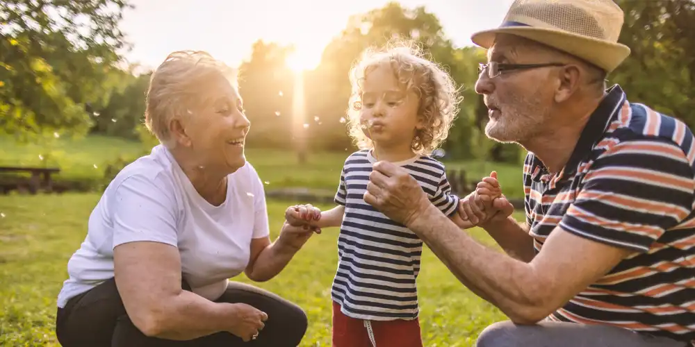 Couple playing with child