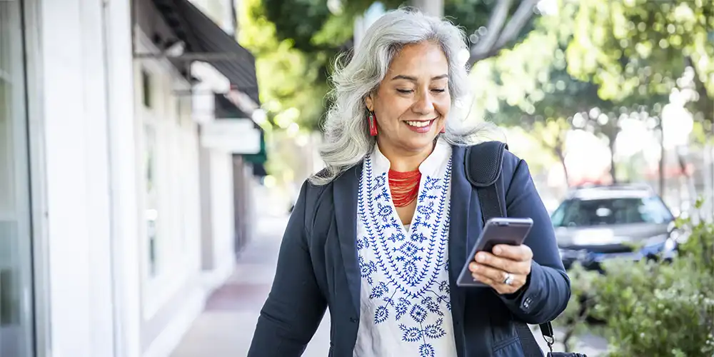 Woman scrolling phone